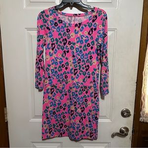 Lilly‎ Pulitzer Womens Corine Dress Paws Off Leopard Pink Sz XS Preppy Colorful